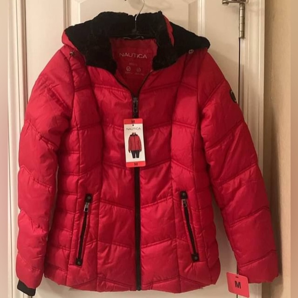 Nautica Women’s Red Jacket w/Detachable Hood - MEDIUM - NEW